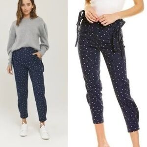 Something Navy Sydney Floral High Waisted Side Tie Ankle denim Pants size 8